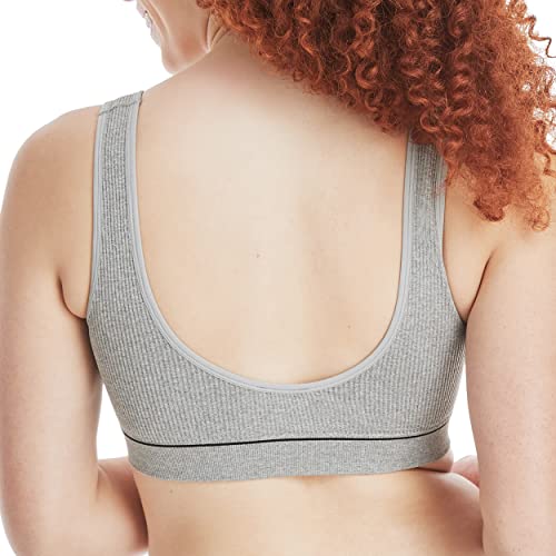 Image of Hanes Women's Originals Seamless Rib Crop Bralette, Scoop Neckline Pullover Wireless Bra, ComfortFlex Fit