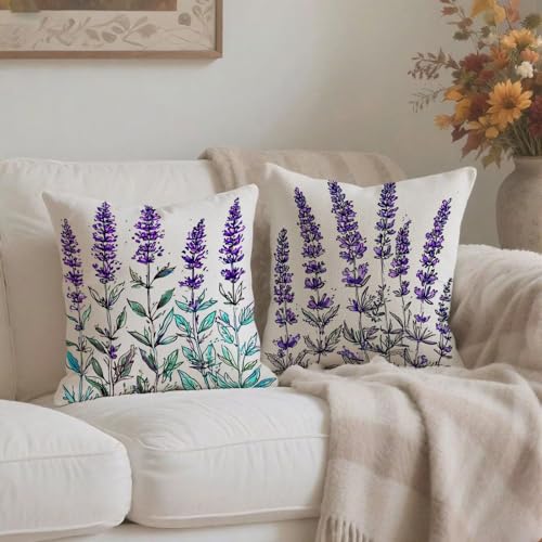Housse coussin 65x65cm taie oreiller lin violet déperlant salon - 4