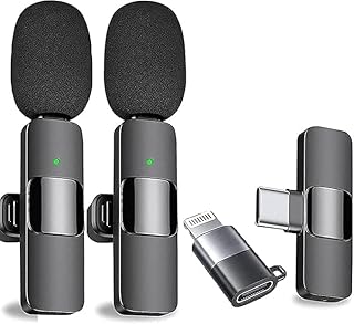 K9 Recording Mic Dual Wireless Microphone 2 Mics Compatible with iPhone Samsung Galaxy Android iOS Interview Live Streaming YouTube Video Mic K9