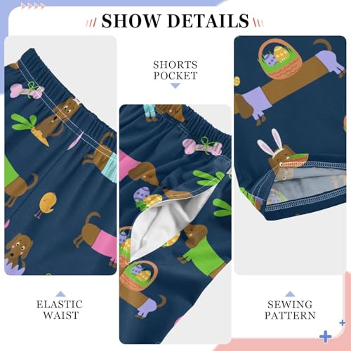 ZZXXB Happy Easter Dachshund Boys Long Pants Soft Trousers Elastic Waist Kids Lounge Bottoms with Pockets S-XL4