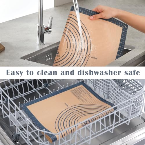 Miniatura 7 de Super Kitchen Tapete De Silicona Antiadherente Para Pastelería Con Cortador De Masa, Esistentes Al Calor Tapetes Para Amasar Y Hornear, Bandeja Pizza Horno, Para Pan, Pasta, Fondant 60x40 Cm, Gris