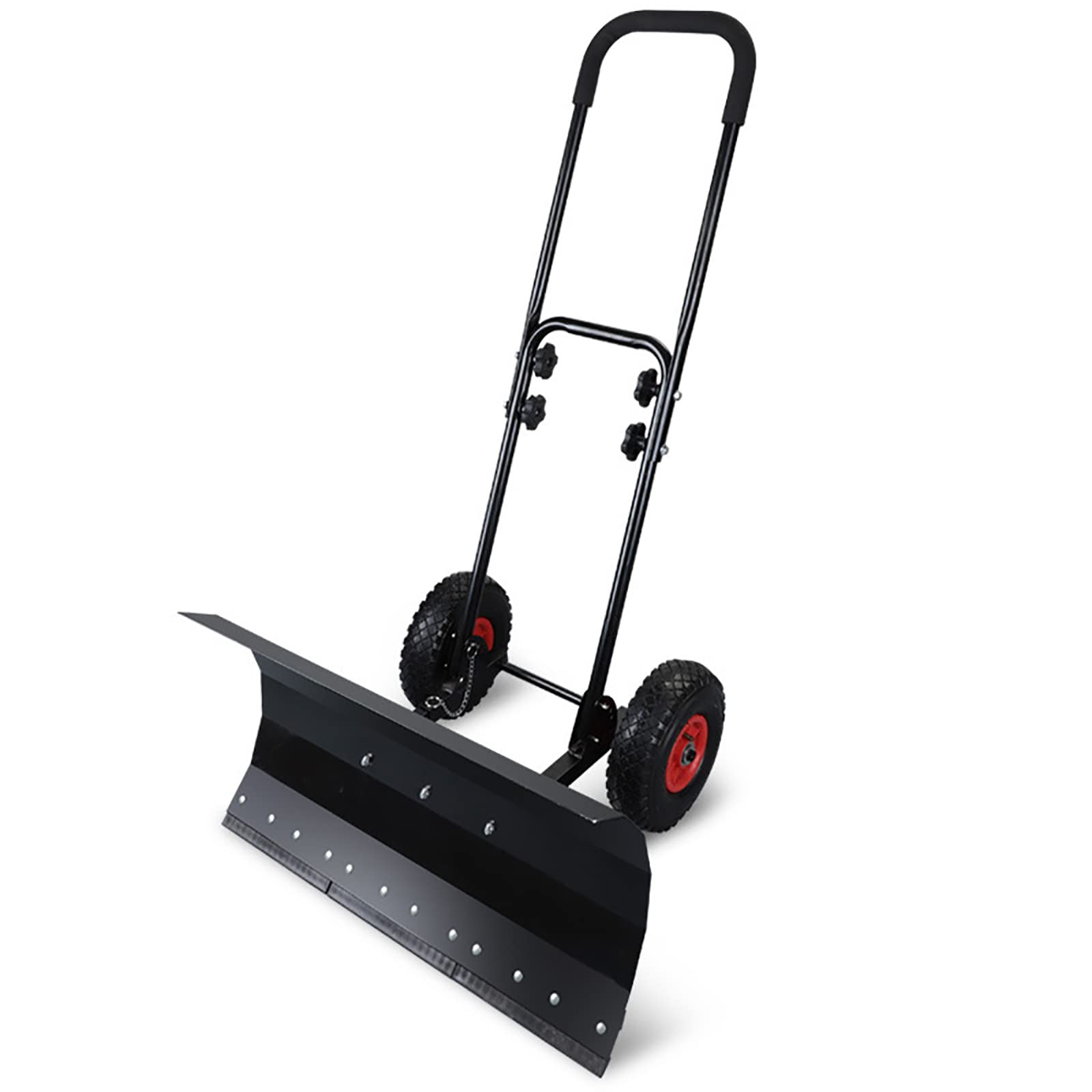 ZDYLM Snow Shovel with Adjustable Handle and Anti-Skid Wheels, Heavy-Duty Rolling Snow Pusher with Large Blade Plow, for Drive Way and Pavement Clearing