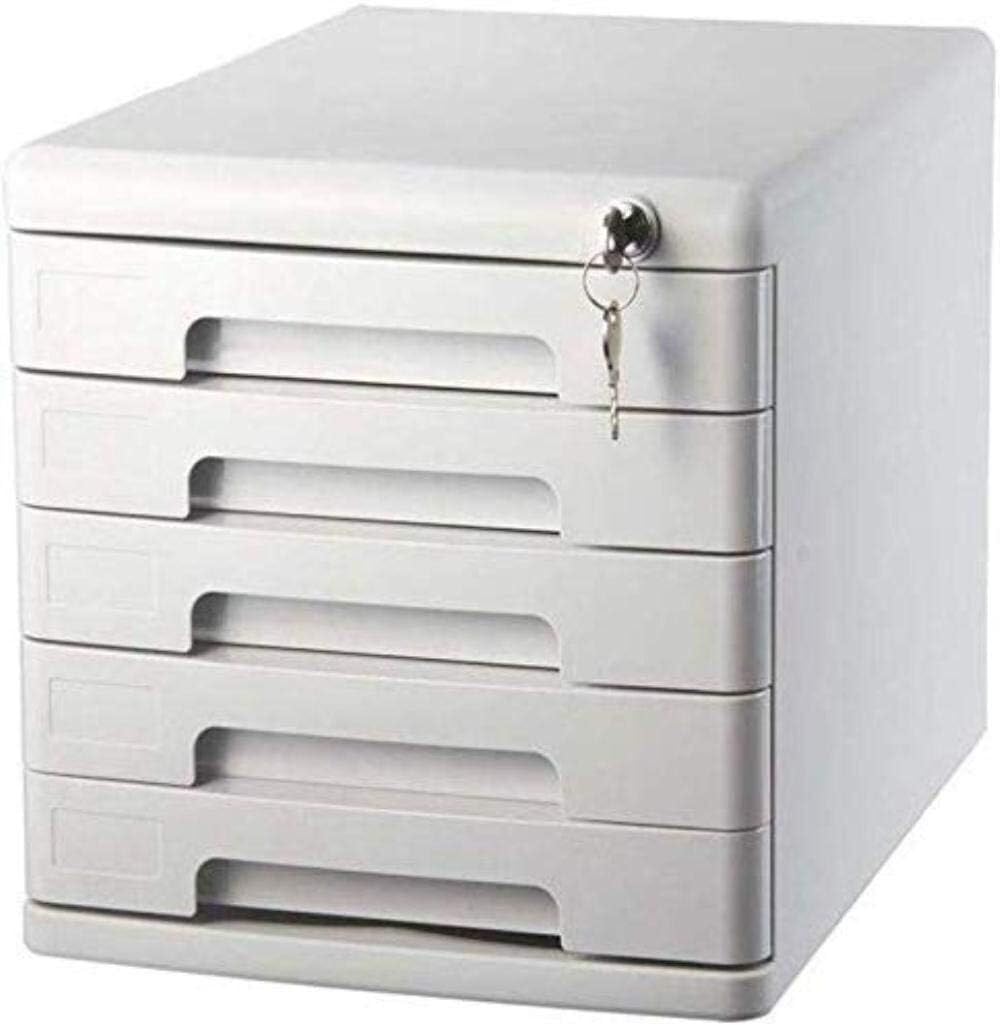 VUIKLCty Filing Cabinet Office Desktop Cabinet 5 Drawer Plastic Cabinet File Storage Cabinet Locking Bookcase