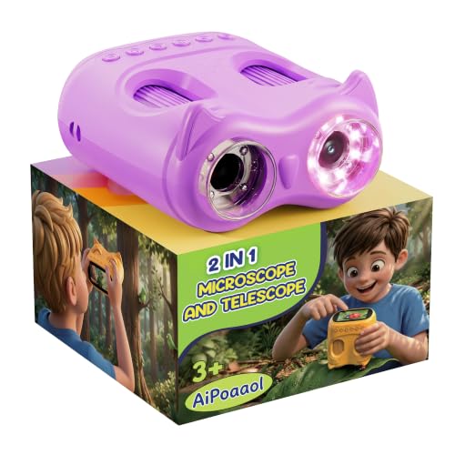 1000X Digital Mikroskop für Kinder Pocket: 2-in-1 Lupe und Teleskop - Geschenk für Jungen Mädchen ab 3-8 8-12 Jahren - Experimente Set Tragbares Spielzeug Outdoor Garten