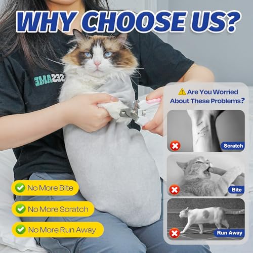 Image of Supet Cat Wrap for Cutting Nails, Self-Adhesive Cat Grooming Wrap, Anti-Scratch Cat Wrap for Grooming, Ideal for Medicine, Nail Clipping, Teeth Brushing, Ear Cleaning