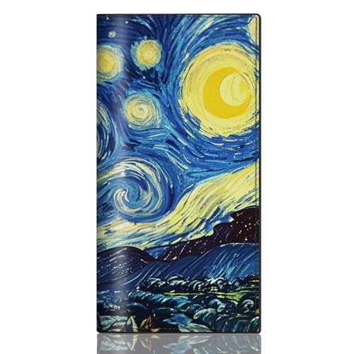 CASMONAL Starry Night Checkbook Covers for Personal Checkbook PU Leather Check Book Covers for Women & Men Fashionable Print Design