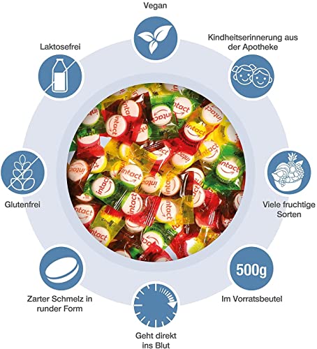 intact (Kindermischung) Traubenzucker im Beutel • 500g Traubenzucker Bonbons einzeln verpackt • 100% Vegan - Image 3
