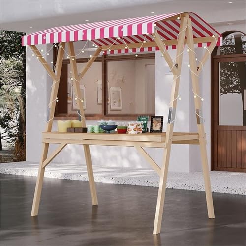 Chariot de marché pliable en bois avec auvent pour stand de vendeur nomade