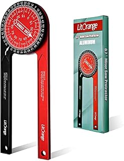 Litorange Aluminum Miter Saw Protractor Plus | 8.7-Inch Angle Finder Featuring Precision Laser Engraved Scales for Inside Outside Corner, Crown Molding, Carpenter and All Building Trades, Two-Color