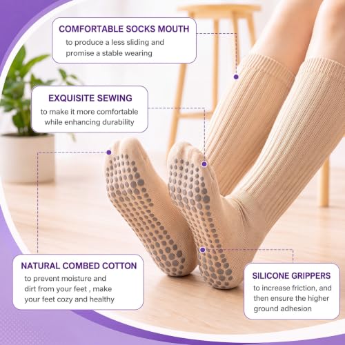 Image of Chuarry 60 Pairs Cotton Yoga Socks Non Slip Skid Sticky Socks for Women Elderly Hospital Pilates Ballet Barre