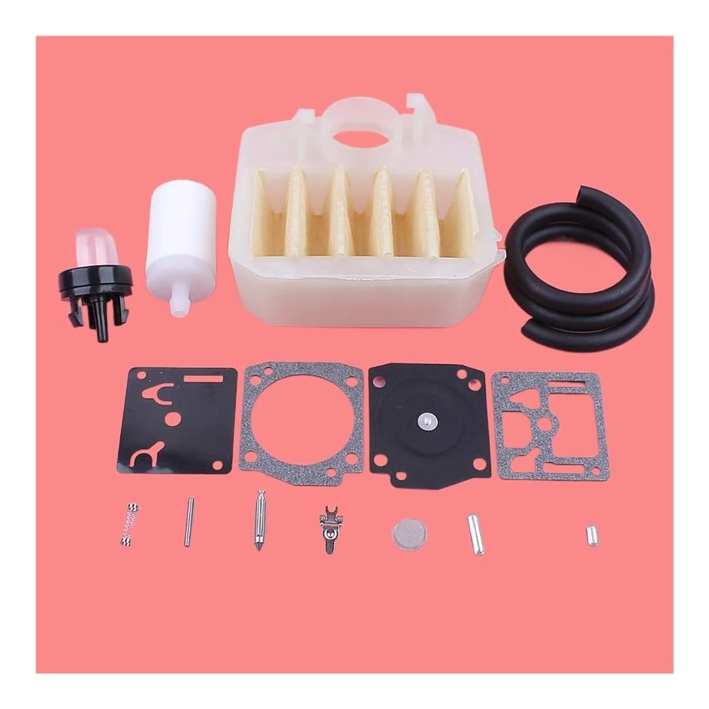 Kit de reparación y reconstrucción carburador Compatible con 340, 345, 350, 353, 346XP, Filtro Aire Combustible, cebador, Piezas Repuesto for Motosierra Bul Parte