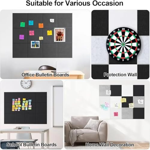 Image of Royalkart 6Pcs Rectangular Felt Bulletin Board Tiles for Wall - Brown Self-Stick Notice Board with 30 Push Pins | Pin Board for Office, Study, Home Decor, Kids Room (30x21cm)
