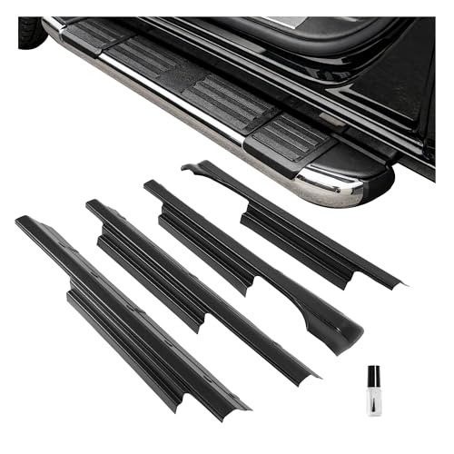 ALMULOO 4pcs Rocker Panel Cover Compatible with 2014-2018 Chevy Chevrolet Silverado 1500 & GMC Sierra 1500 Crew Cab Only Trail Armor Rocker Panel Protector Guard Plastic(PE) Textured Black