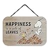Peanuts snoopy happiness is a pile of leaves hanging wood wall decor cute snoopy sign for fall home decorating  urban country home decor