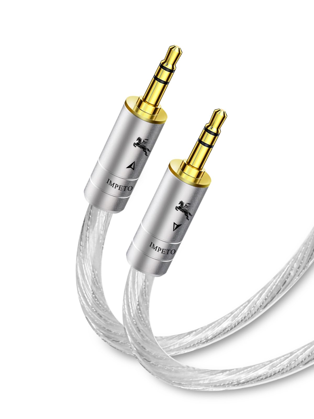 Impeto Câble Audio Jack 3.5 mm Mâle Mâle HiFi Stéréo Nylon Tressé Câble Auxiliaire Voiture Compatible avec Autoradio Casque Haut-Parleur TV iPhone iPad iPod PC MP4 MP3 (1.5M)
