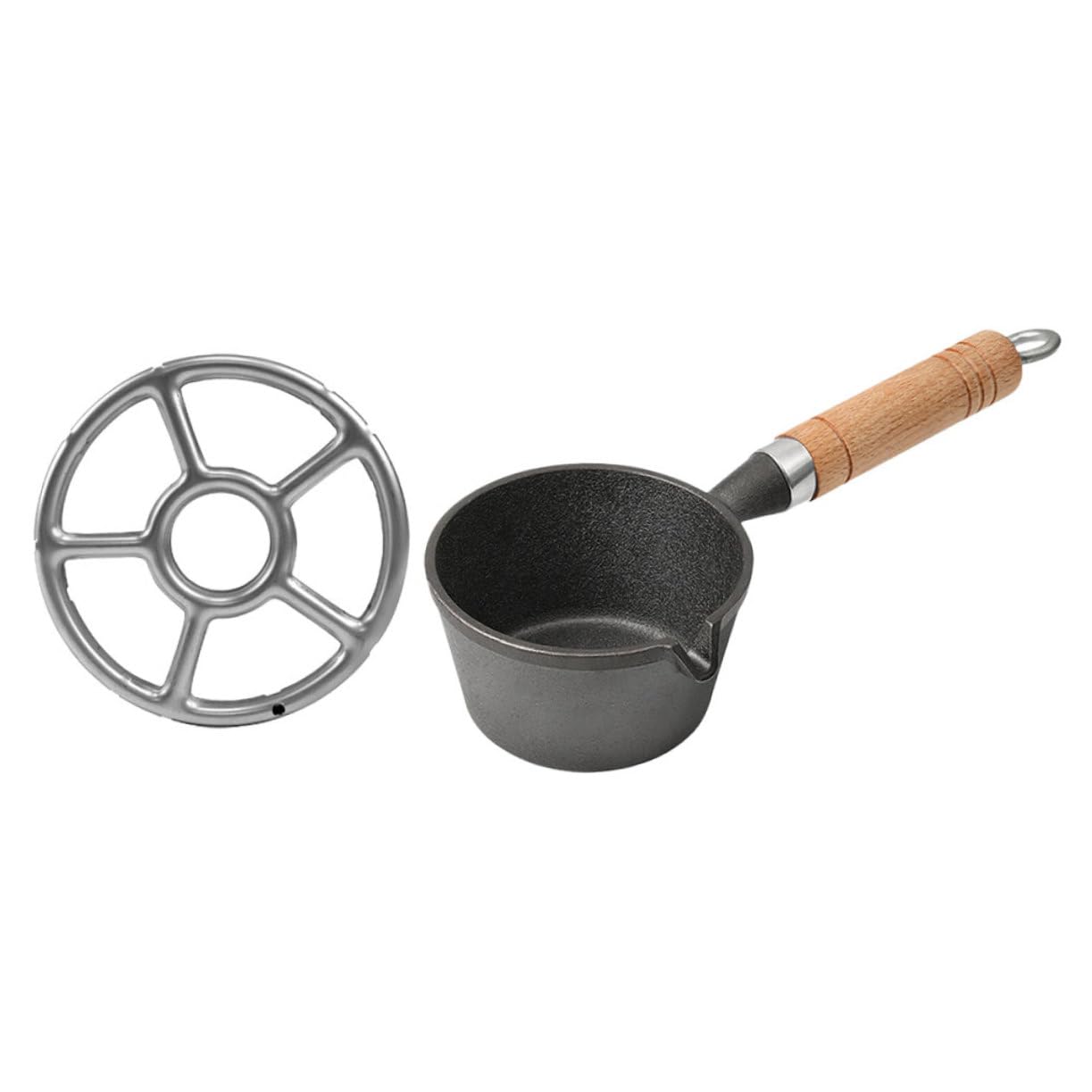 TOYANDONA Gusseisen Bratpfanne Mini Mit Holzgriff Für Eier Braten Kleine Topf Für Herd Camping Kochtöpfe Antihaftbeschichtet Eisentopf Öl Milch