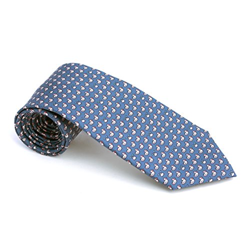 Men's 100% Silk Neckties Duck Printed Tie (Blue)