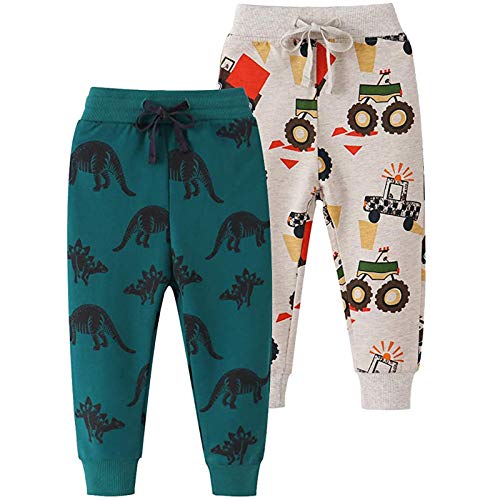 Boys Pants 18-24 Months Baby Boy's Jogger Pants Dinosaur Car Animal Print Drawstring Elastic Sweatpants