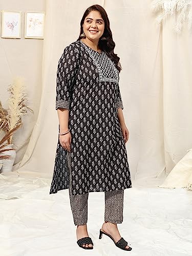 Image of MIRCHI FASHION Pure Cotton Plus Size Straight Kurta Set with Dupatta | 3 Piece Summer Ethnic Kurta Pant Set | Office Wear Salwar Suit for Women