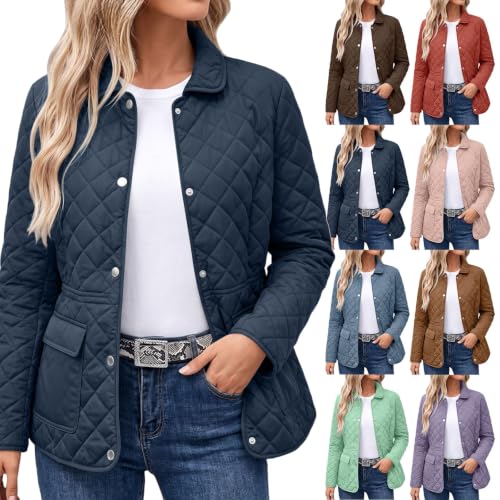Quilted Jackets for Women Lightweight Fall Winter Warm Coats with Pocekts