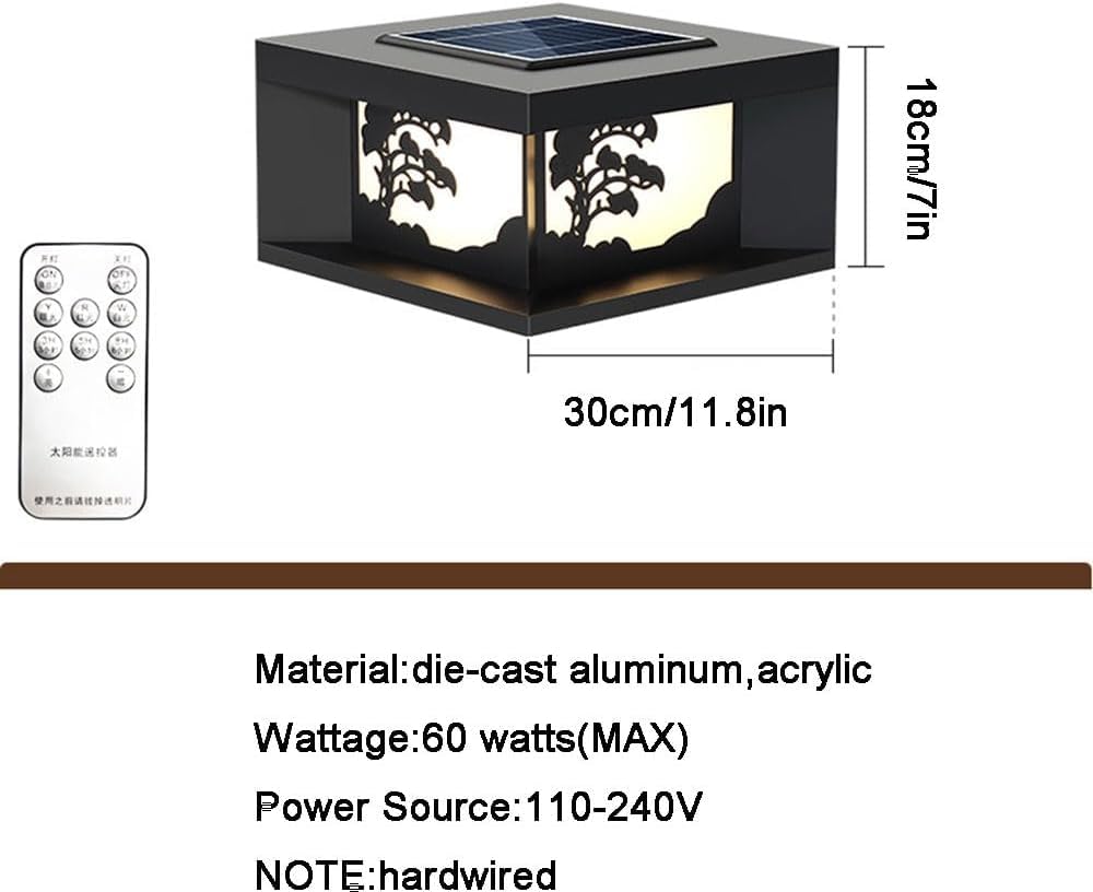 Klasyczne solarne światło filarowe zewnętrzne ogrodowe światło filarowe krajobraz brama podjazd uliczne światła(C,30CM)