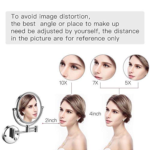 Miroir de maquillage mural avec LED et bras extensible double face 8 pouces - 4