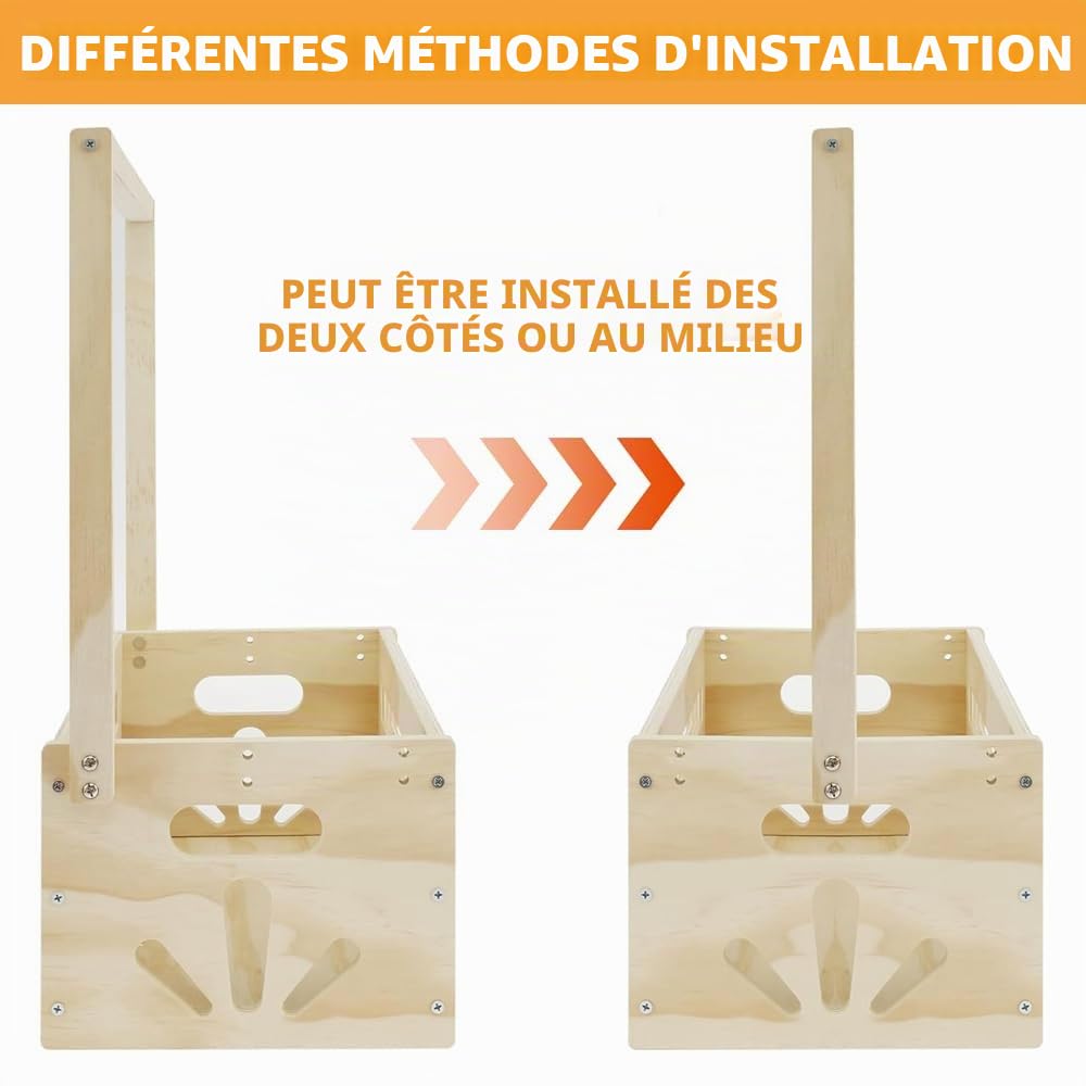 Panier Cadeau en Bois pour Bébé, Caisse de Rangement avec 5 Cintres, Poignée, Boîte en Bois pour Fête Prénatale