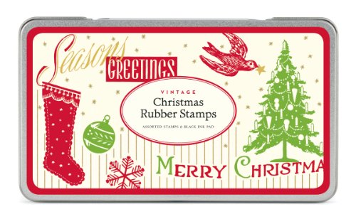 Cavallini Rubber Stamps Christmas, Assorted with Ink Pad