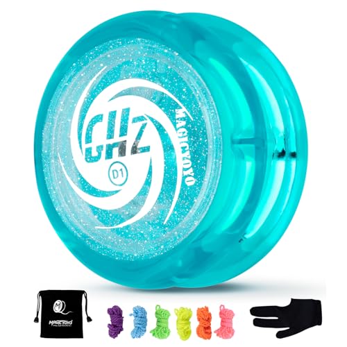 YOSTAR JoJo D1 GHZ - Yo Yo Yo Facile à Jouer avec des paillettes, Looping Responsive JoJo pour Enfants et Débutants, Plastique Durable Yo-yo pour 2a Trick, avec 6 cordons supplémentaires, gant, sac