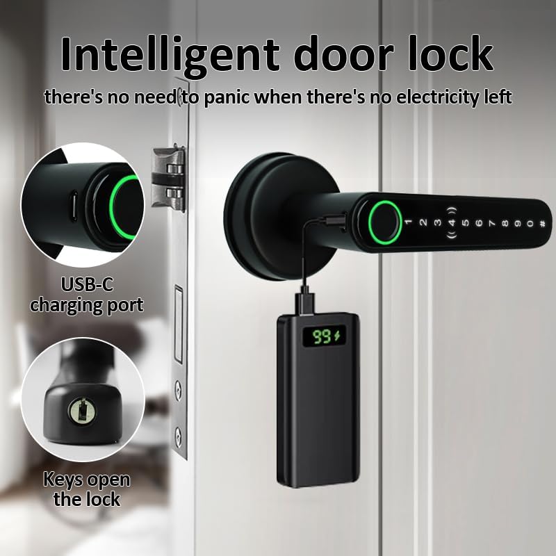 Miniatura 5 de GOLDENKEY Cerradura de puerta de huellas dactilares,Cerrojo electrónico,Cerradura de puerta sin llave,Cerradura de puerta biométrica,Cerradura de