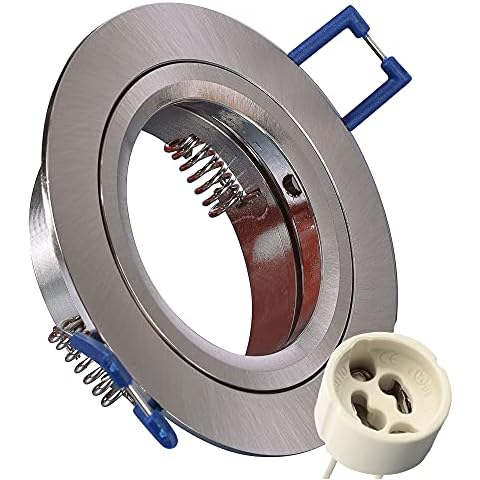 max K O M F O R T 50er SET Einbaustrahler SET Edelstahl-Optik mit GU10 Fassung RUND Klickverschluß Einbauleuchte Einbauspot LED/Halogen Rahmen Rostfrei Deckenspot Strahler Spot Cover