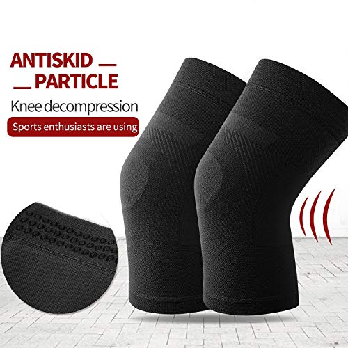 Image of Knee Sleeves, 1 Pair, Could Be Worn Under Pants, Lightweight Knee Compression Sleeves for Men Women, Knee Brace Support for Joint Pain Relief, Arthritis, ACL, MCL, Sports, Injury Recovery, Black XXL