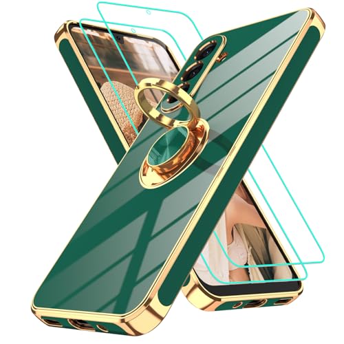 Gritup Slim Fit Case for Samsung Galaxy S Series,Shockproof Soft Cover with 2 Pcs HD Screen Protectors,and Built-in Ring Kickstand Phone Cover