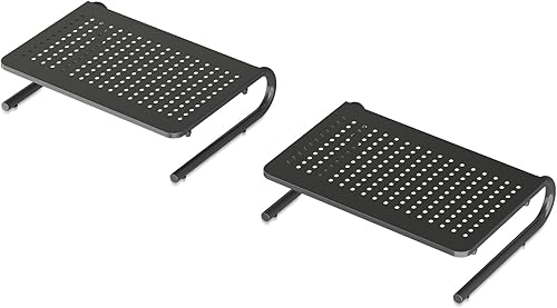 suptek Soporte elevador de monitor para computadora, laptop, impresora, portátil y pantalla plana con plataforma de metal ventilada y almacenamiento