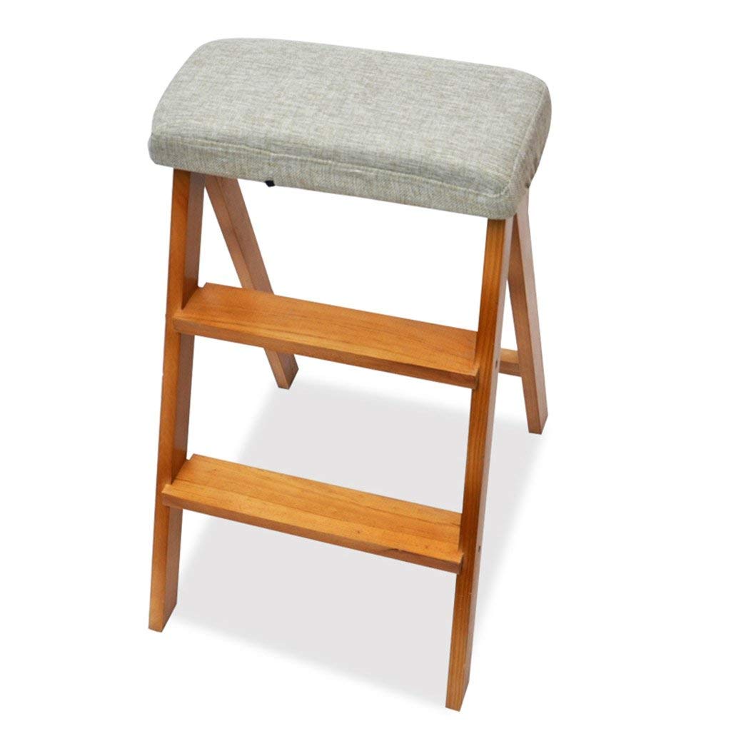 Taburete escalera plegable de madera alta y portátil para cocina