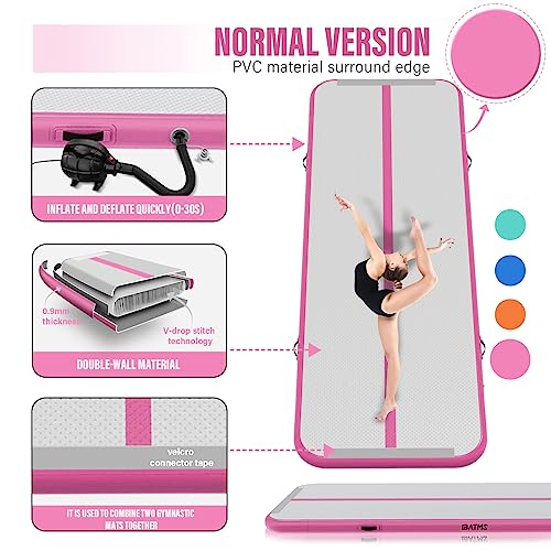 Ibatms Air Tumbling Mat, 4/8Inch Inflatable Gymnastics Mat For Kids Tubmle Track Mats With Air Pump For Gymnastics Training/Home Use/Cheerleading/Yoga/Water #TOP2