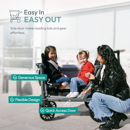 Image of WonderFold L2 Stroller Wagon, Aluminum Frame, 2 Seater, Gray
