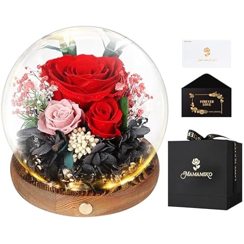 Forever Real Rose in Glass Dome with LED Cover