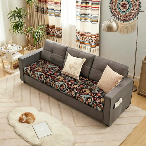 Image of YISUN Sofa Couch Cushion Covers, Stretch Printed Couch Seat Slipcover, Soft Couch Cover for Dogs, Washable Non-Slip Furniture Protector for Sectional Armchair Loveseat (Flower, 3 piece)