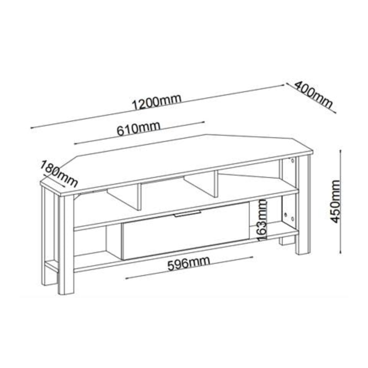Casâme Mueble De TV De Esquina 1 Cajón Decoración Roble - L120 Cm