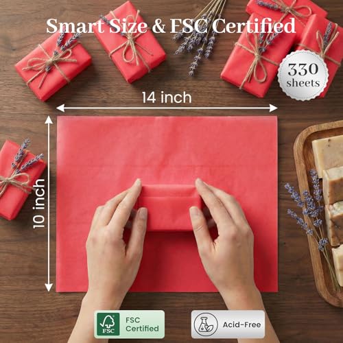 Image of Koogel 330 Sheets Red Tissue Paper, 14 X 10 inches