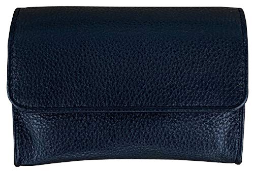 Black Leather Full Size Box Snap Tobacco Pouch Holds 1.5 oz Pipe Tobacco