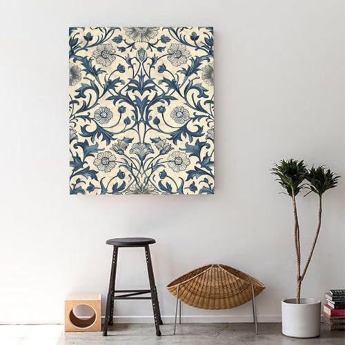 Impression sur toile orientale bleue 45x58cm pour décoration murale