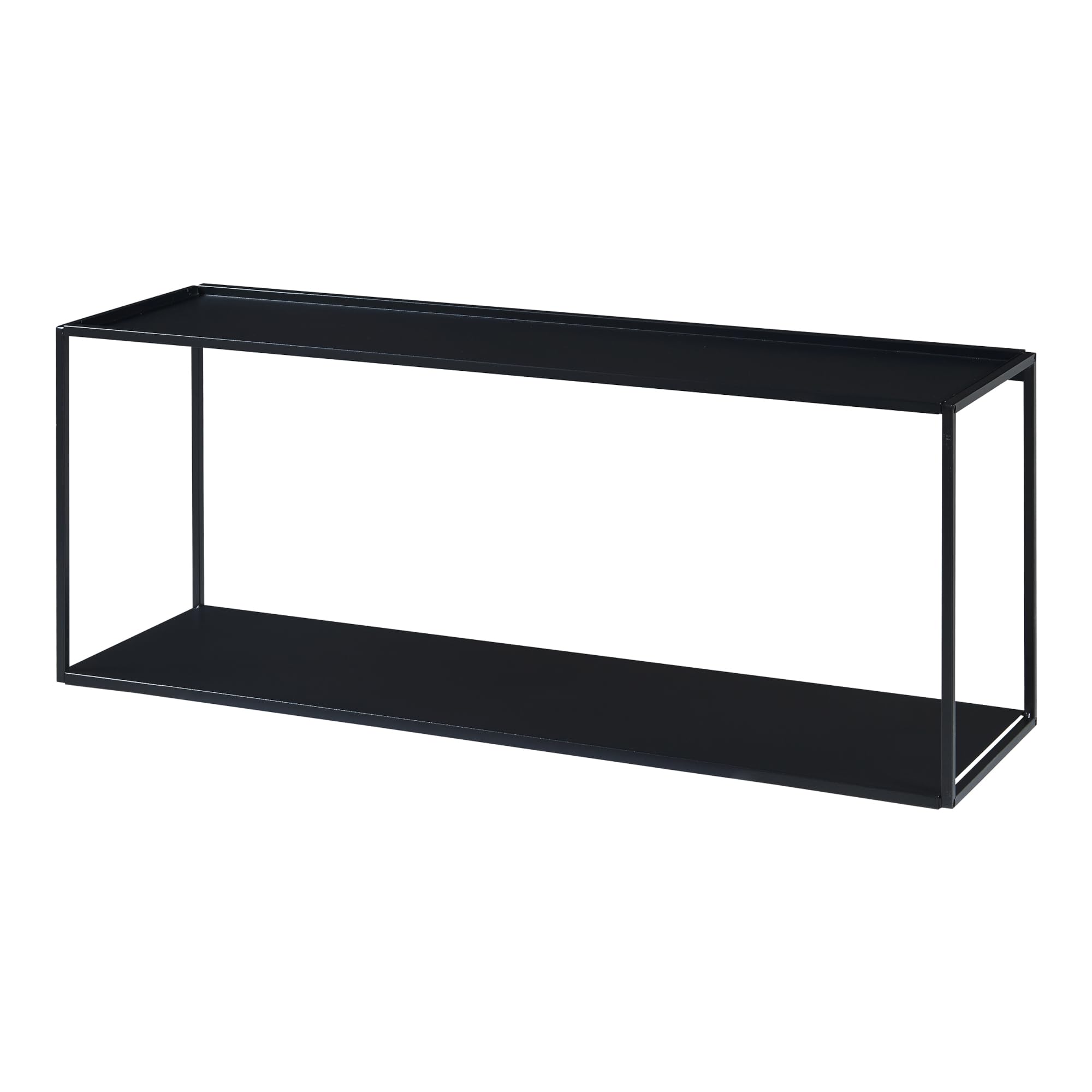 [en.casa] Estantería de Pared con 2 Estantes Baldas Flotantes Estantería de Cocina Parra Tarros Organizador de Baño Escritorio Versátil Diseño Industrial Acero 90 x 25 x 35 cm - Negro
