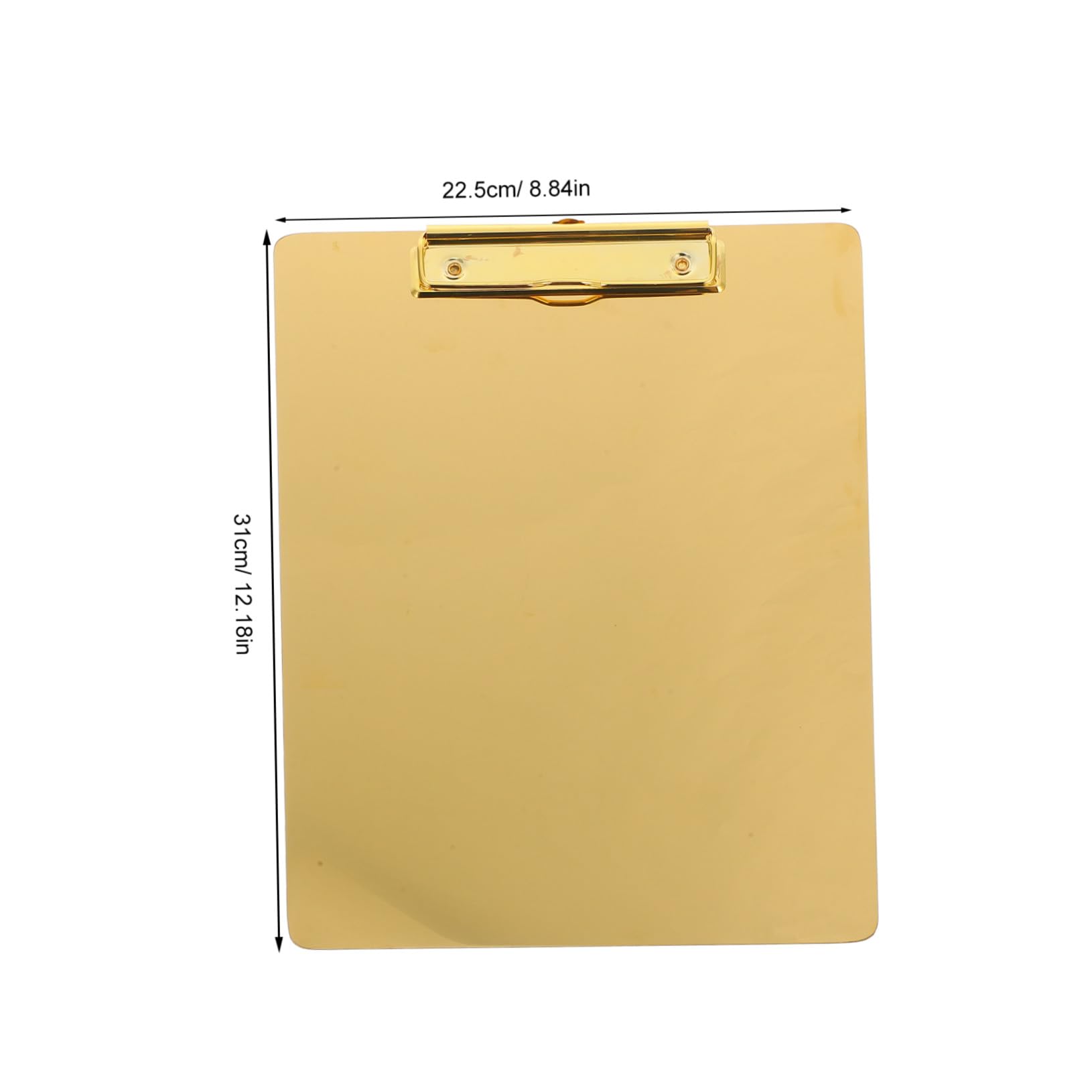 Hemobllo Porte-bloc Acier Inoxydable Doré Support Papier avec Coins Arrondis Planchette Portable pour Bureau École et Maison Taille L