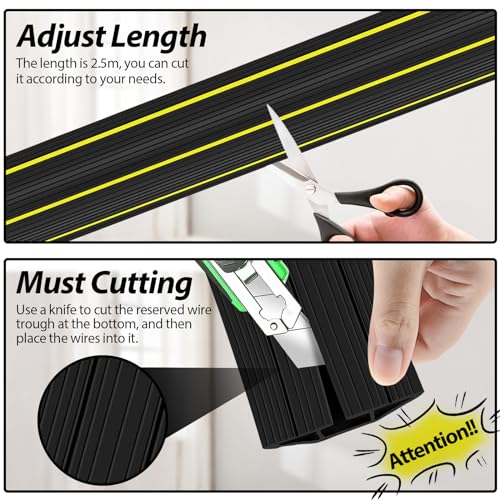 Floor Cable Cover, 2.5M Cable Protector Heavy Duty Cable Cover with 3 Cord Channels - Image 4