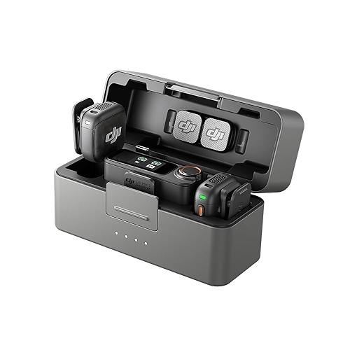 Microfone Sem Fio DJI Mic 3 com Case de Carregamento (2 TX Microfone + 1 RX Receptor) BR -...