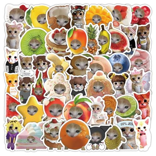 DIFLAX 70 Piezas Pegatinas Divertidas de Gatos, Pegatinas de Gatos, Pegatinas de Vinilo Impermeables, Estéticas, para los Amantes de los Gatos, Vinilo, Para Monopatín, Portátil, Equipaje