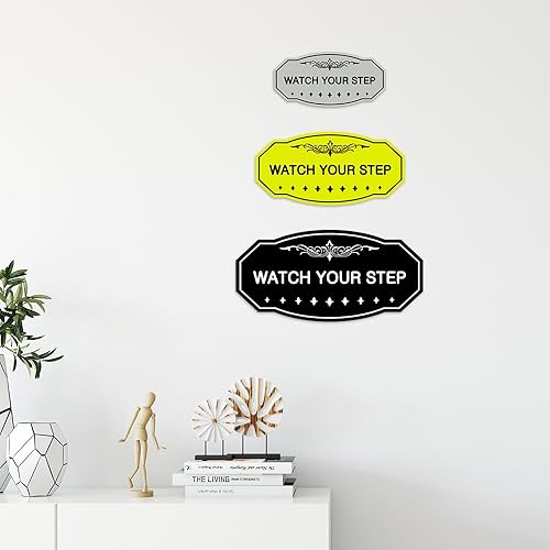 Miniatura 6 de Signs ByLITA Victorian Watch Your Step - Letrero de pared o puerta  Material duradero y fácil instalación  Señalización de seguridad (blanco)