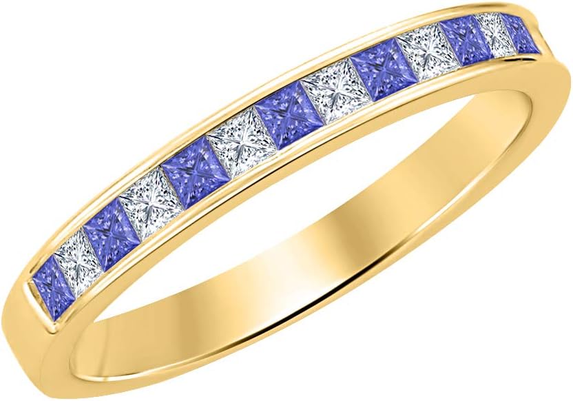 Princess Cut Gemstone 14k Yellow Gold Plated Engagement Wedding Band Ring for Women's